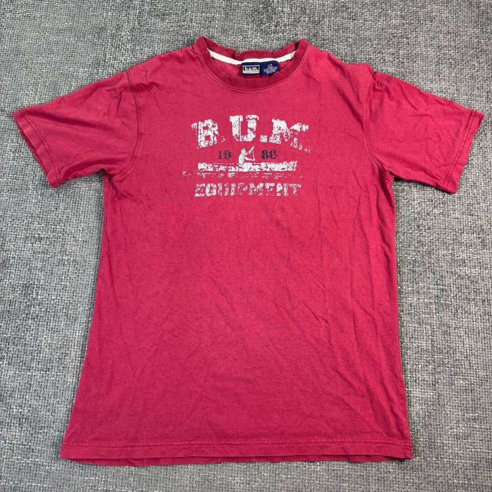B.U.M. Equipment Graphic T-Shirt Mens Small Red Short Sleeve 90s Streetwear